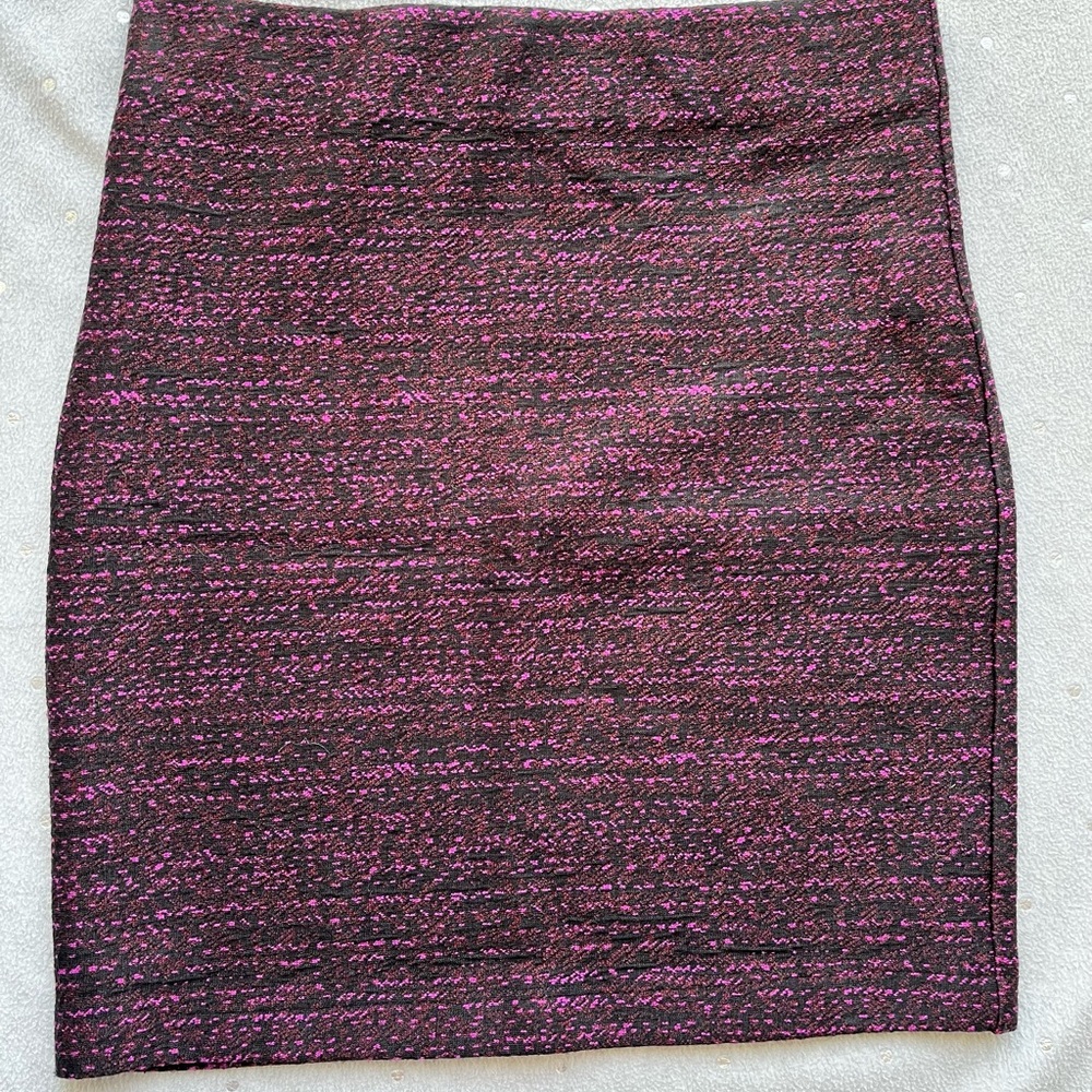 Elegant Purple and Black Tweed Skirt
